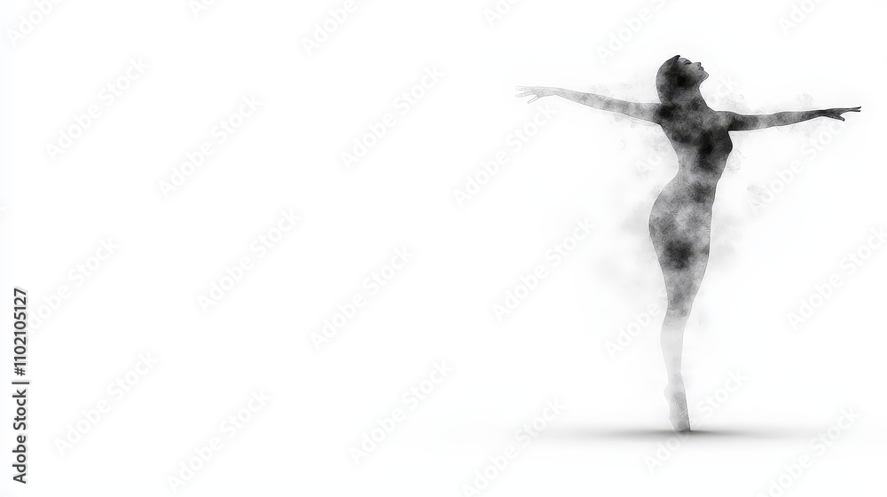 Graceful female figure, ethereal, smoke, dust, motion, dance, pose. Graceful female figure, ethereal, smoke, dust, motion, dance, pose.
