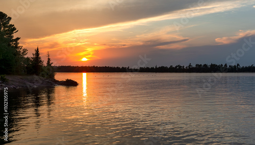 Northwoods Sunset Over Water