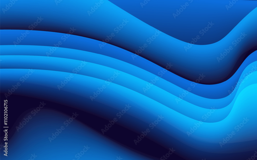 Obraz premium Dynamic blue wave flowing on dark background abstract digital art illustration for modern design