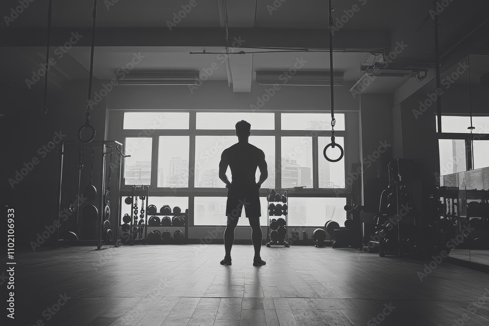 Fototapeta premium Gym Workout at Sunrise with Equipment