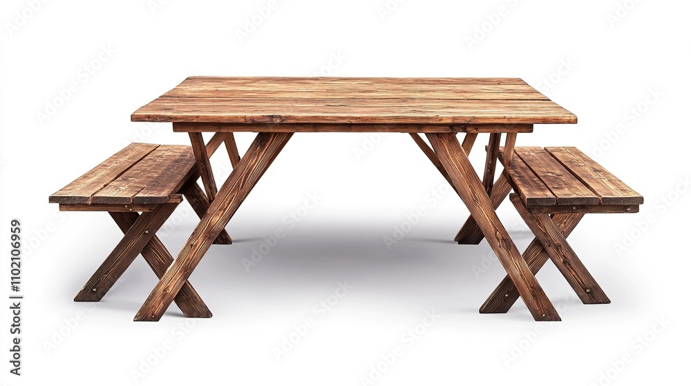 Rustic Wooden Table Set in a Summer Garden Setting