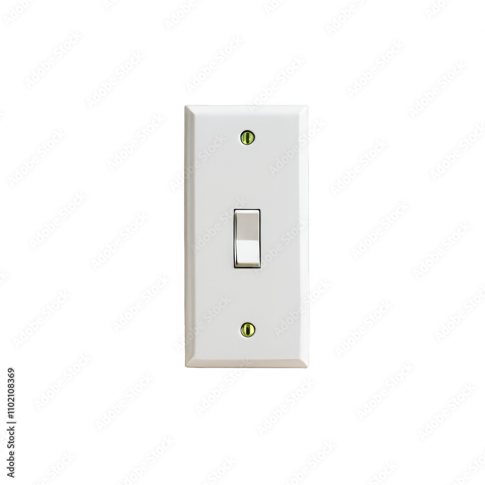 A white switch on a white wall. Isolated on transparent background. A white switch on a white wall. Isolated on transparent background.
