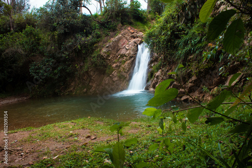 Cascada Langascocha en la provincia de Celendín, fotografia hecha en larga exposicion  photo