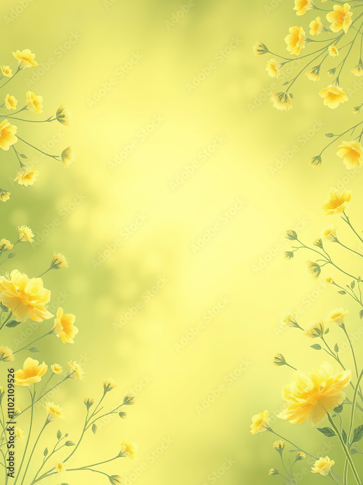 Pastel yellow and green watercolor background with soft floral patterns, blooming, watercolor Pastel yellow and green watercolor background with soft floral patterns, blooming, watercolor