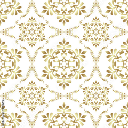 Classic Damask Golden Seamless Pattern, Vector Illustration for Elegant Textile Design, Rich ornament, old victorian style gold pattern for wallpapers, textile, packaging, background, luxury products