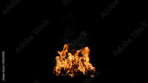 Video of campfire flames burning hot, 4k 25p, with alpha channel for transparent background photo