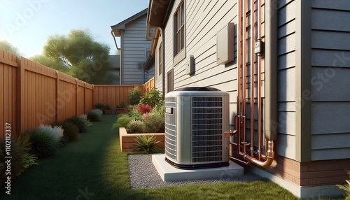 Residential Air Conditioning Unit: Home Exterior, Landscaping photo