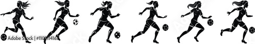 Set of sportswomen silhouette vector art