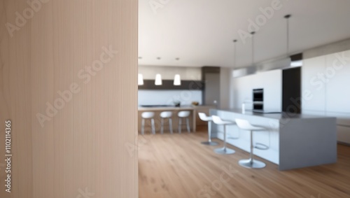 empty wooden table with a blurred background