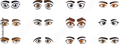 man cartoon eyes clipart illustration set