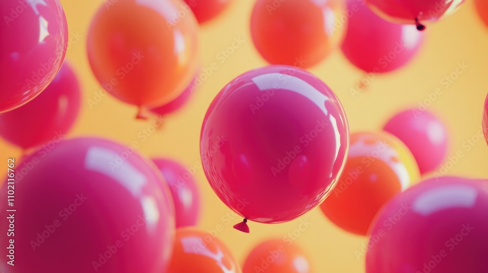 Pink and orange balloons floating Pink and orange balloons floating