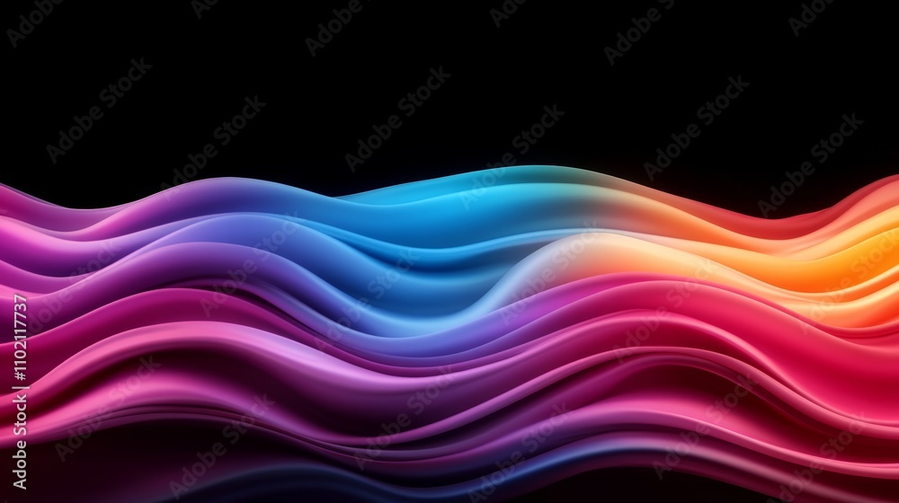 Naklejka premium Dynamic abstract background with flowing wavy gradient colors in vibrant and modern design