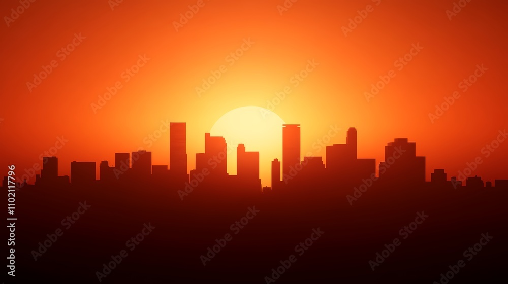 Spectacular sunset over a city skyline, breathtaking view of buildings, architecture, and the golden hour Spectacular sunset over a city skyline, breathtaking view of buildings, architecture, and the golden hour