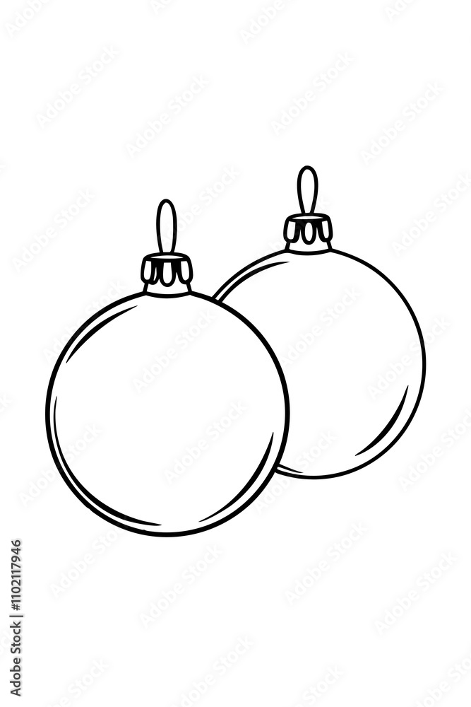 Christmas ball line art 2025 object festive white background Christmas ball line art 2025 object festive white background