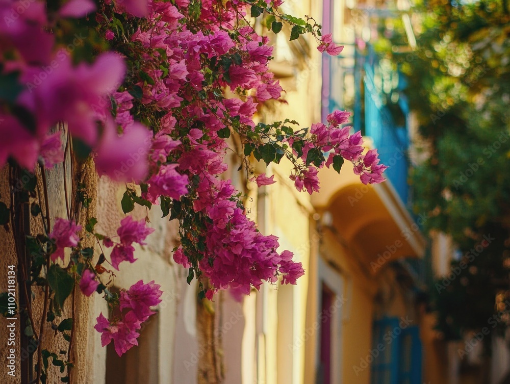 Fototapeta premium Purple flowered building