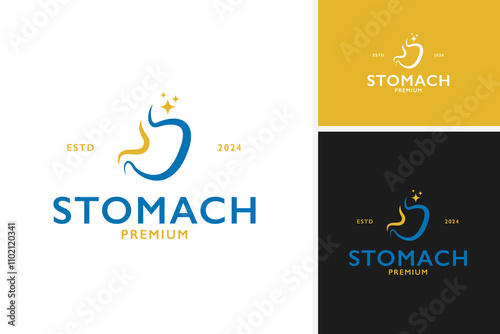 Creative stomach care logo design template vector illustration