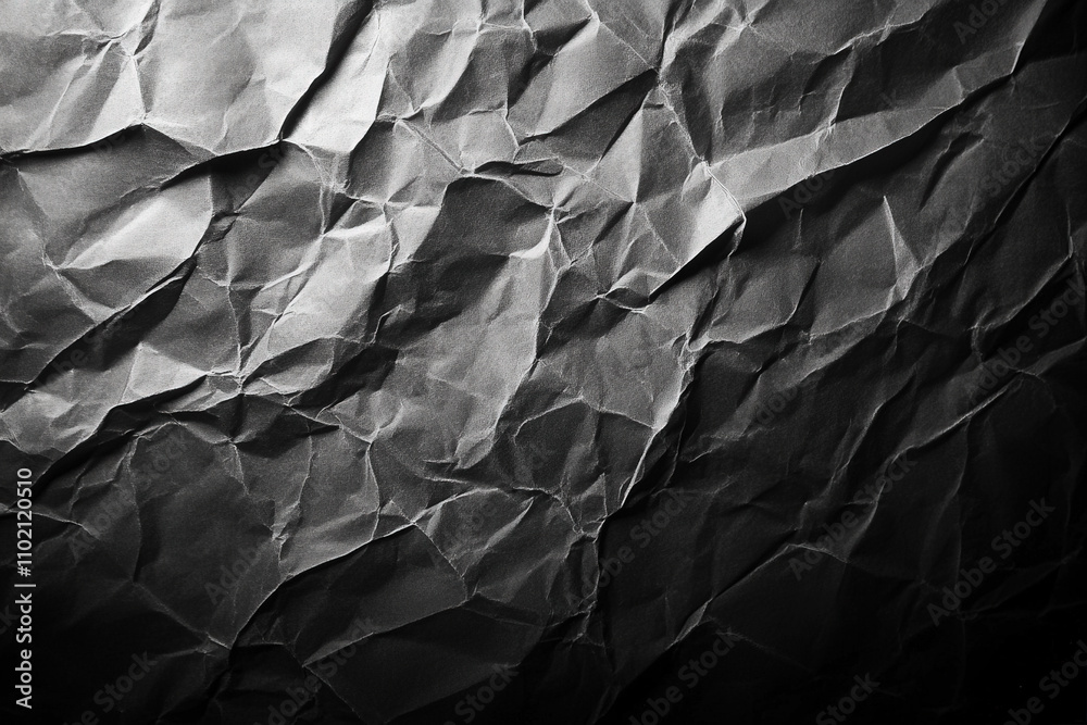 Fototapeta premium Abstract Wrinkled Paper Texture in Grayscale