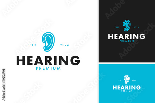 Ear hearing logo design concept template vector illustration