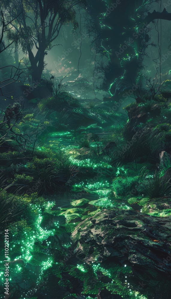 Ethereal Glow in a Mystical Forest