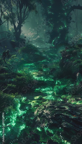 Ethereal Glow in a Mystical Forest