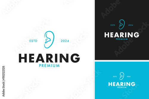 Creative ear hearing logo design concept template vector illustration