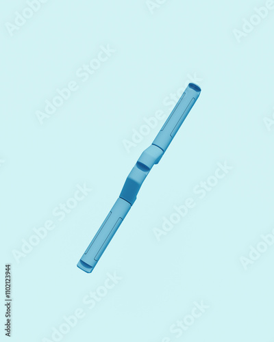 Blue miscellaneous industrial tech abstract pale background neutral monochrome soft tones pastel 3d illustration render