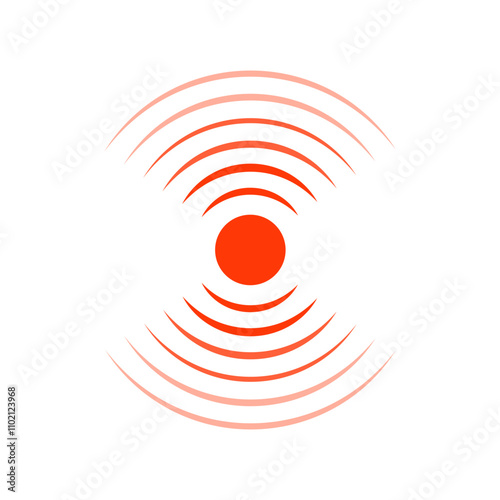 Red radar, noise, vibration vector icon