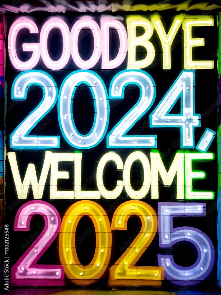 Neon Sign Farewell Two Thousand Twenty Four Welcome Two Thousand Twenty Five Neon Sign Farewell Two Thousand Twenty Four Welcome Two Thousand Twenty Five