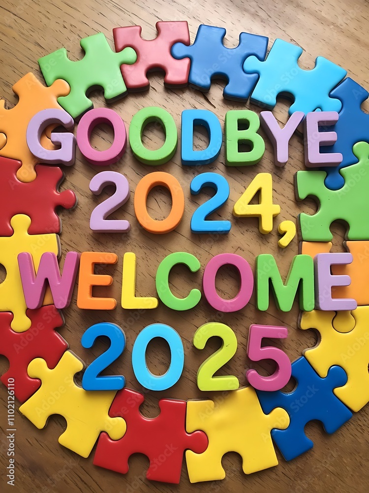 Colorful Puzzle Pieces Welcome Twenty Twenty Five Goodbye Twenty Twenty Four Colorful Puzzle Pieces Welcome Twenty Twenty Five Goodbye Twenty Twenty Four