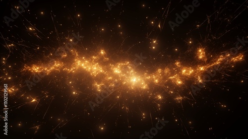 A distant galaxy cluster, golden hour lighting, space on the left,generative ai illustration