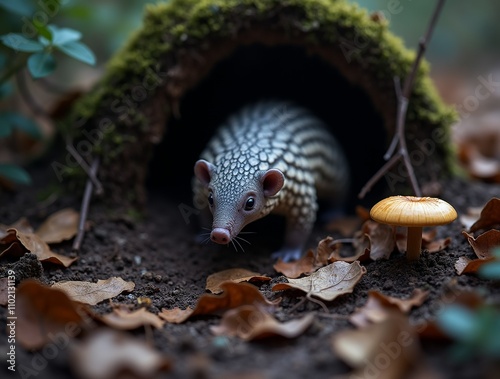 Chinese Pangolin in a Woodland Clearing. photo