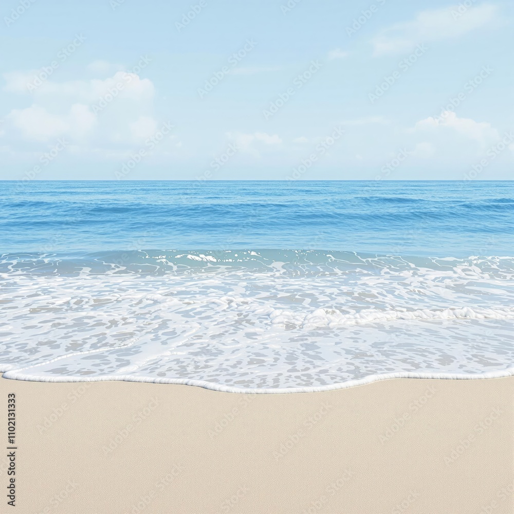 A serene ocean wave gently lapping at the fine sandy beach with soft blue hues and subtle foam crests., serene landscape, gentle ocean waves, peaceful coastal view, soothing sea scene A serene ocean wave gently lapping at the fine sandy beach with soft blue hues and subtle foam crests., serene landscape, gentle ocean waves, peaceful coastal view, soothing sea scene