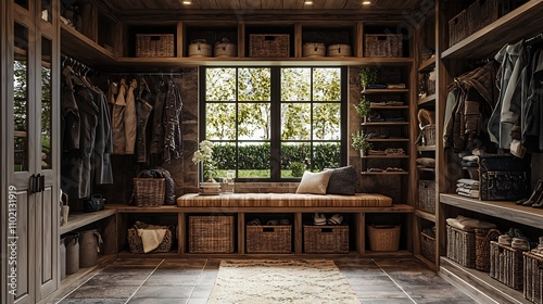 Rustic Mudroom with Built in Shelves and Cubbies for Organized Storage and Decor