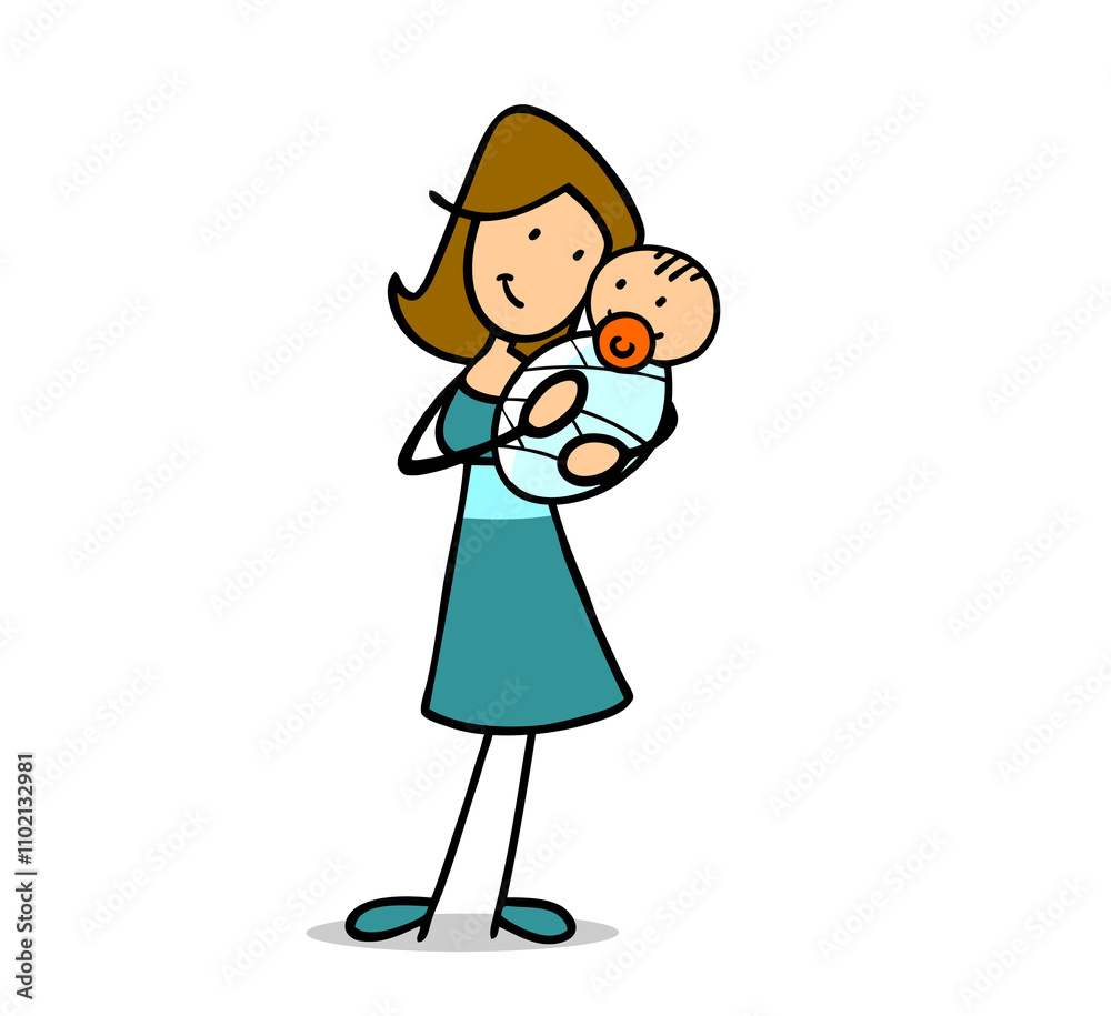 Fürsorgliche Mutter hält zufriedenes Baby in den Armen Fürsorgliche Mutter hält zufriedenes Baby in den Armen