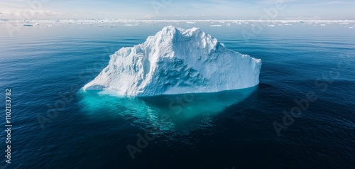 Majestic Melting Glacier Aerial Closeup of Massive Blue Iceberg in Arctic Ocean - Captivating Polar Landscape Exploration