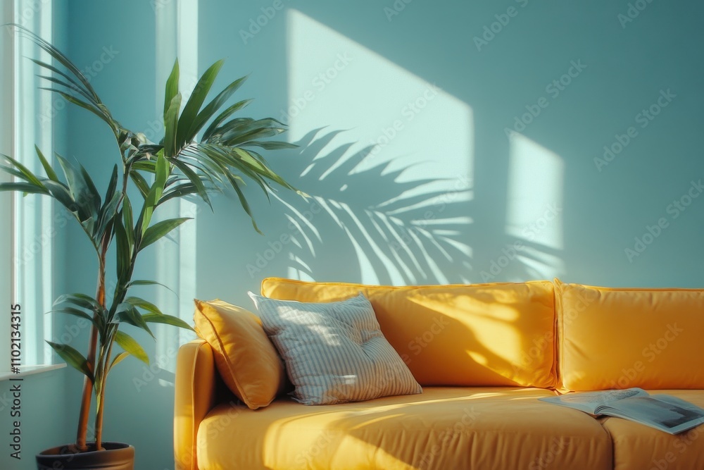 Fototapeta premium Living room serenity cozy space interior design bright environment minimalist concept