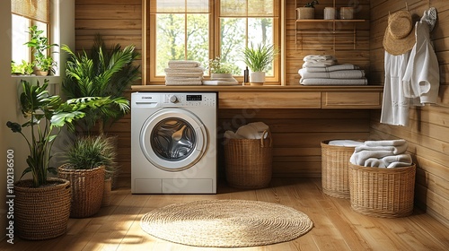 Compact and Stylish Laundry Corner Design