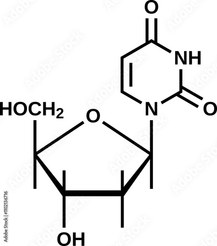 Nucleoside deoxyuridine structural formula, vector illustration
