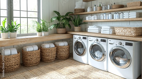 Bright and Cozy Laundry Room with Natural Textures