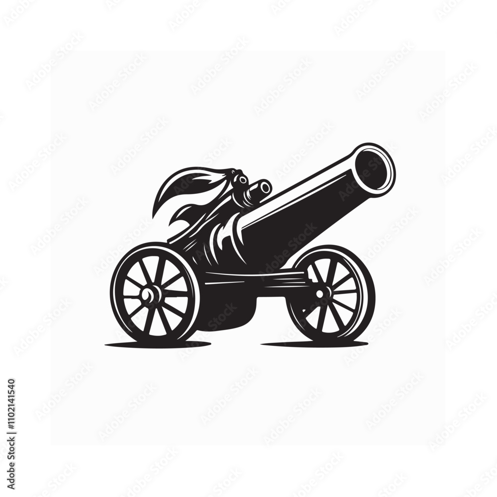 Fototapeta premium Canon Vector Art and Graphics .Vintage cannon vector illustration isolated on white background.