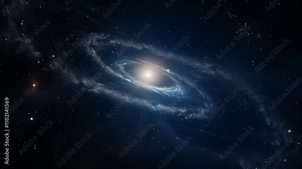 A galaxy with cosmic waves, backlighting, space on the right,generative ai illustration A galaxy with cosmic waves, backlighting, space on the right,generative ai illustration