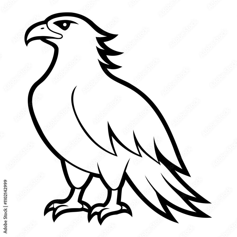 Fototapeta premium Eagle Bird Vector outline or Line art Black Silhouette isolated on transparent background