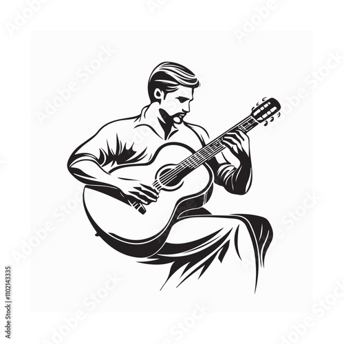 Spanish Guitarist Vector Images. Spanish guitarist playing flamenco Vector Image.