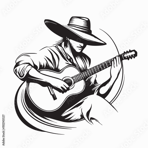Spanish Guitarist Vector Images. Spanish guitarist playing flamenco Vector Image.