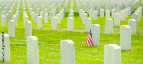 United States Military Cemetery with Headstones for Soldiers