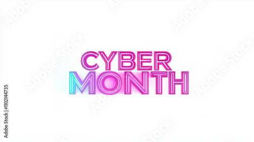 "Cyber Month" neon text in pink and purple glow, Clean and bold design, Ideal for monthly promotions or e-commerce deals