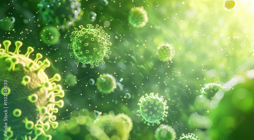different viruses floating illustration different viruses floating illustration