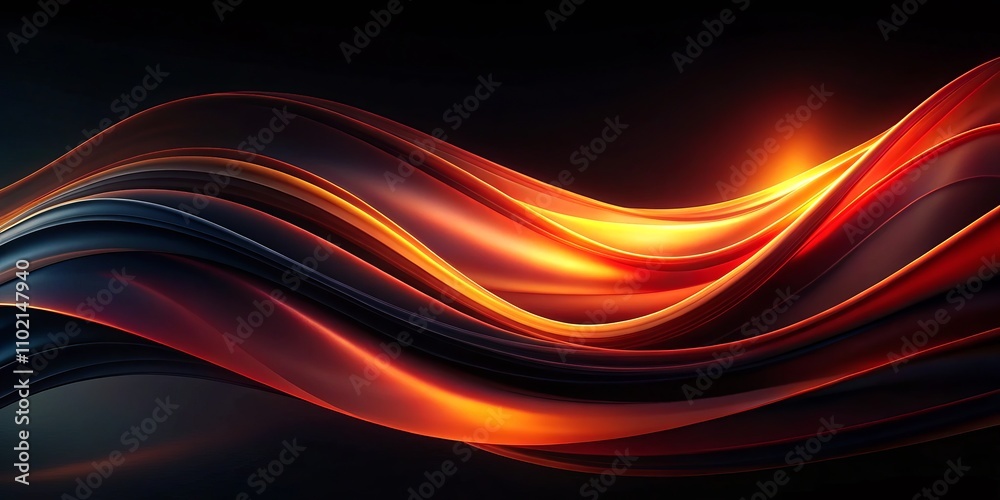 Abstract Digital Art Flowing Orange and Red Lines on a Black Background Abstract Digital Art Flowing Orange and Red Lines on a Black Background