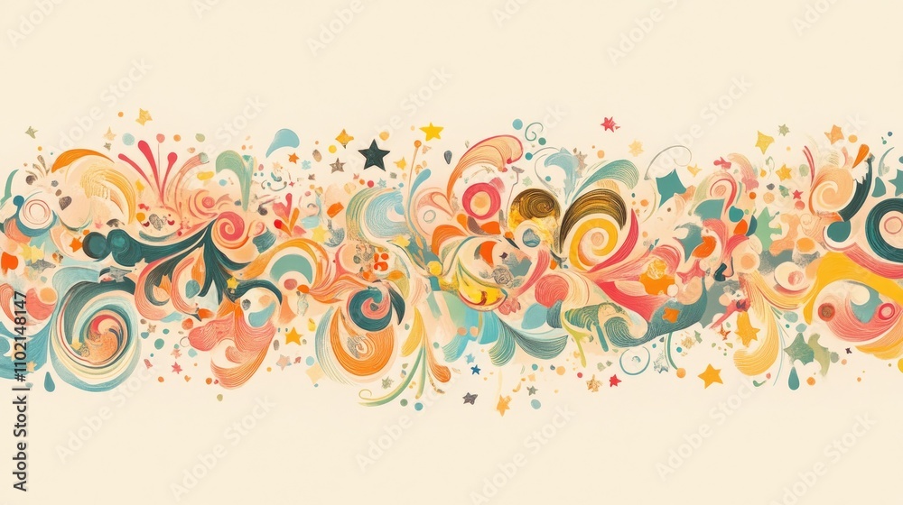 Stylish Happy New Year hand lettering with swirls and stars, creating a festive holiday design in soft colors Stylish Happy New Year hand lettering with swirls and stars, creating a festive holiday design in soft colors