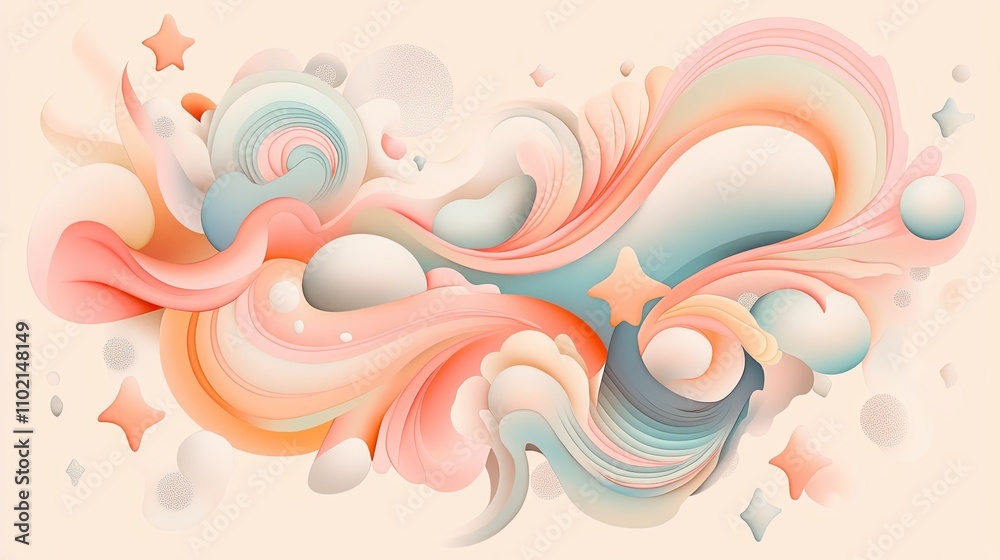 Stylish Happy New Year hand lettering with swirls and stars, creating a festive holiday design in soft colors Stylish Happy New Year hand lettering with swirls and stars, creating a festive holiday design in soft colors